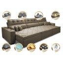 Ver imagem 3 de Sofá Austin 3.22M Retrátil e Reclinável com Molas No Assento e Almofadas. Tecido Suede Castor