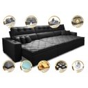 Ver imagem 3 de Sofá Austin 3.22M Retrátil e Reclinável com Molas No Assento e Almofadas. Tecido Suede Preto
