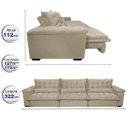 Ver imagem 2 de Sofá Retrátil e Reclinável 3.22M com Molas Ensacadas Cama Inbox Aconchego Tecido Suede Bege
