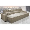Ver imagem 1 de Sofá Austin 3.22M Retrátil e Reclinável com Molas No Assento e Almofadas. Tecido Suede Bege