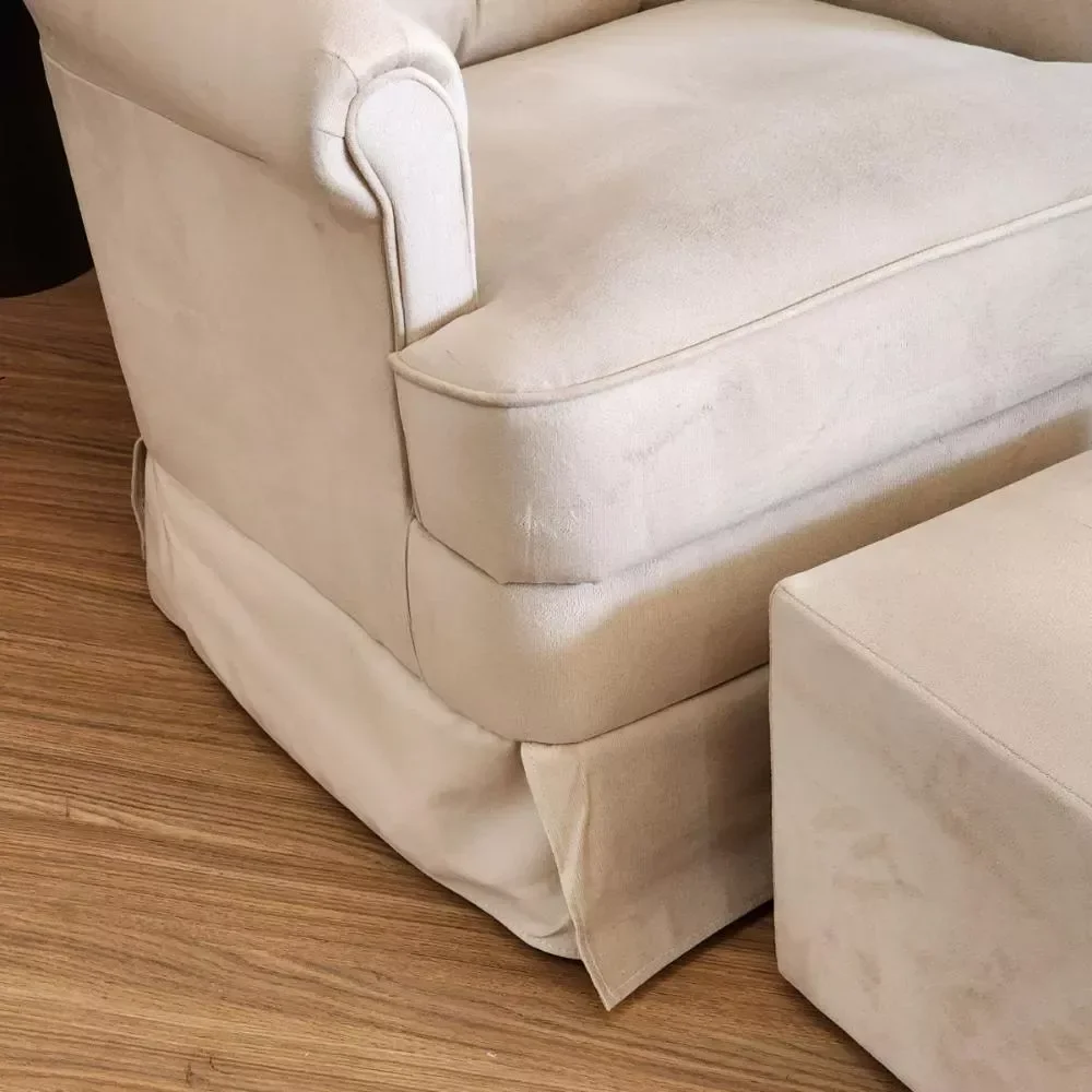 Ver imagem 7 de Poltrona de Amamentaçao Balanço e Puff Lila Baby Veludo Bege - Harmônica Móveis