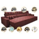 Ver imagem 3 de Sofá Austin 3.22M Retrátil e Reclinável com Molas No Assento e Almofadas. Tecido Suede Vermelho