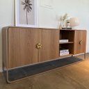 Ver imagem 7 de Rack Orgânico 180cm 2 Portas 2 Gavetas Pé Metal Luna Móvel na Caixa