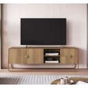 Ver imagem 1 de Rack Orgânico 180cm 2 Portas 2 Gavetas Pé Metal Luna Móvel na Caixa