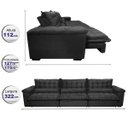Ver imagem 2 de Sofá Retrátil e Reclinável 3.22M com Molas Ensacadas Cama Inbox Aconchego Tecido Suede Preto