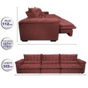 Ver imagem 2 de Sofá Retrátil e Reclinável 3.22M com Molas Ensacadas Cama Inbox Aconchego Tecido Suede Vermelho
