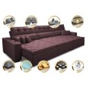 Ver imagem 3 de Sofá Austin 3.22M Retrátil e Reclinável com Molas No Assento e Almofadas. Tecido Suede Vinho
