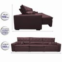 Ver imagem 2 de Sofá Austin 3.22M Retrátil e Reclinável com Molas No Assento e Almofadas. Tecido Suede Vinho