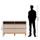 Ver imagem 5 de Cômoda 4 Gavetas 2 Nichos MDF com Pés de Madeira Maciça Bento Yescasa Bege/Cappuccino/Amêndoa