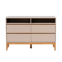 Ver imagem 3 de Cômoda 4 Gavetas 2 Nichos MDF com Pés de Madeira Maciça Bento Yescasa Bege/Cappuccino/Amêndoa