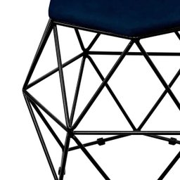 Puff Decorativo Aramado Preto Six Suede Azul Marinho - 4