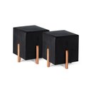Ver imagem 1 de Kit 02 Puffs Decorativo Quadrado em Suede Cor Preto