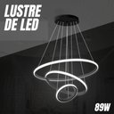 Ver imagem 3 de Lustre Pendente 3 Anéis Led Moderno Sala Mesa Cozinha Bivolt Cor:preto