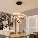 Ver imagem 2 de Lustre Pendente 3 Anéis Led Moderno Sala Mesa Cozinha Bivolt Cor:preto