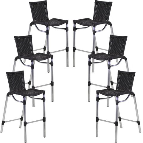 Kit 6 Banquetas Alumínio Fortaleza Alta para Balcão Cozinha Bar Trama Original