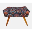 Ver imagem 1 de Puff Decorativo Banqueta Retangular Pés Madeira Palito Tecido Suede Mandala Preto - Maitê Moda Casa