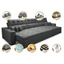 Ver imagem 3 de Sofá Austin 3.22M Retrátil e Reclinável com Molas No Assento e Almofadas. Tecido Suede Cinza