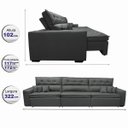 Ver imagem 2 de Sofá Austin 3.22M Retrátil e Reclinável com Molas No Assento e Almofadas. Tecido Suede Cinza