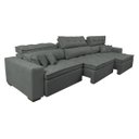 Ver imagem 7 de Sofá Austin 3.22M Retrátil e Reclinável com Molas No Assento e Almofadas. Tecido Suede Cinza