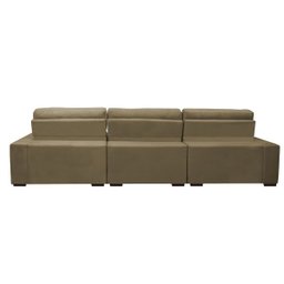 Sofá Retrátil e Reclinável com Molas Ensacadas Cama Inbox Master 3.22M Tecido Suede Bege - 6