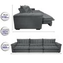 Ver imagem 2 de Sofá Retrátil e Reclinável 3.22M com Molas Ensacadas Cama Inbox Aconchego Tecido Suede Cinza