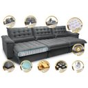 Ver imagem 3 de Sofá Retrátil e Reclinável 3.22M com Molas Ensacadas Cama Inbox Aconchego Tecido Suede Cinza