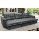 Ver imagem 1 de Sofá Retrátil e Reclinável 3.22M com Molas Ensacadas Cama Inbox Aconchego Tecido Suede Cinza
