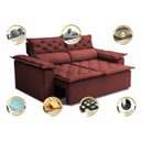 Ver imagem 3 de Sofá 3 Lugares Retrátil e Reclinável Cama Inbox Compact 1.80M Velusoft Vermelho
