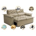 Ver imagem 3 de Sofá 3 Lugares Retrátil e Reclinável Cama Inbox Compact 1.80M Velusoft Bege