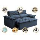 Ver imagem 3 de Sofá 3 Lugares Retrátil e Reclinável Cama Inbox Compact 1.80M Velusoft Azul