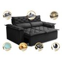 Ver imagem 3 de Sofá 3 Lugares Retrátil e Reclinável Cama Inbox Compact 1.80M Velusoft Preto