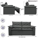 Ver imagem 2 de Sofá 3 Lugares Retrátil e Reclinável Cama Inbox Compact 1.80m Velusoft Cinza