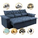 Ver imagem 3 de Sofá 3 Lugares Retrátil e Reclinável Cama Inbox Compact 2.00M Velusoft Azul