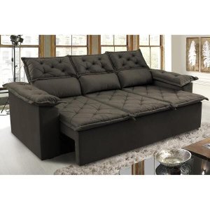 Sofá 3 Lugares Retrátil e Reclinável Cama Inbox Compact 2.00M Velusoft Café