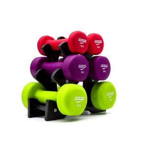 Kit 3 Halteres Sextavados Peso Academia Fitness + Suporte 12Kg