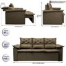 Sofá 3 Lugares Retrátil e Reclinável Cama Inbox Compact 2.00M Velusoft Castor - 2