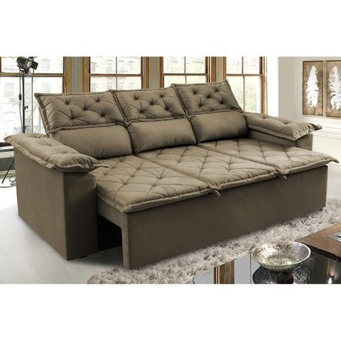 Sofá 3 Lugares Retrátil e Reclinável Cama Inbox Compact 2.00M Velusoft Castor