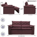 Ver imagem 2 de Sofá 3 Lugares Retrátil e Reclinável Cama Inbox Compact 1.80M Velusoft Vinho