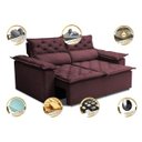 Ver imagem 3 de Sofá 3 Lugares Retrátil e Reclinável Cama Inbox Compact 1.80M Velusoft Vinho