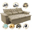 Ver imagem 3 de Sofá 3 Lugares Retrátil e Reclinável Cama Inbox Compact 2.00M Velusoft Bege