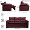 Sofá 3 Lugares Retrátil e Reclinável Cama Inbox Compact 2.00M Velusoft Vinho - 2