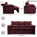 Ver imagem 2 de Sofá 3 Lugares Retrátil e Reclinável Cama Inbox Compact 2.00M Velusoft Vinho