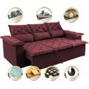 Ver imagem 3 de Sofá 3 Lugares Retrátil e Reclinável Cama Inbox Compact 2.00M Velusoft Vinho