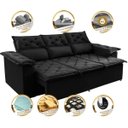 Ver imagem 3 de Sofá 3 Lugares Retrátil e Reclinável Cama Inbox Compact 2.00M Velusoft Preto