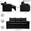 Ver imagem 2 de Sofá 3 Lugares Retrátil e Reclinável Cama Inbox Compact 2.00M Velusoft Preto