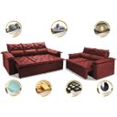 Ver imagem 3 de Conjunto de Sofá 3 e 2 Lugares Retrátil e Reclinável Cama Inbox Compact 2.00x1.50M Velusoft