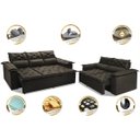 Ver imagem 3 de Conjunto de Sofá 3 e 2 Lugares Retrátil e Reclinável Cama Inbox Compact 2.00x1.50M Velusoft Caf