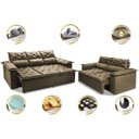 Ver imagem 3 de Conjunto de Sofá 3 e 2 Lugares Retrátil e Reclinável Cama Inbox Compact 2.00x1.50M Velusoft