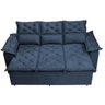 Conjunto de Sofá 3 e 2 Lugares Retrátil e Reclinável Cama Inbox Compact 2.00x1.50M Velusoft Azul - 5