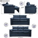 Ver imagem 2 de Conjunto de Sofá 3 e 2 Lugares Retrátil e Reclinável Cama Inbox Compact 2.00x1.50M Velusoft Azul